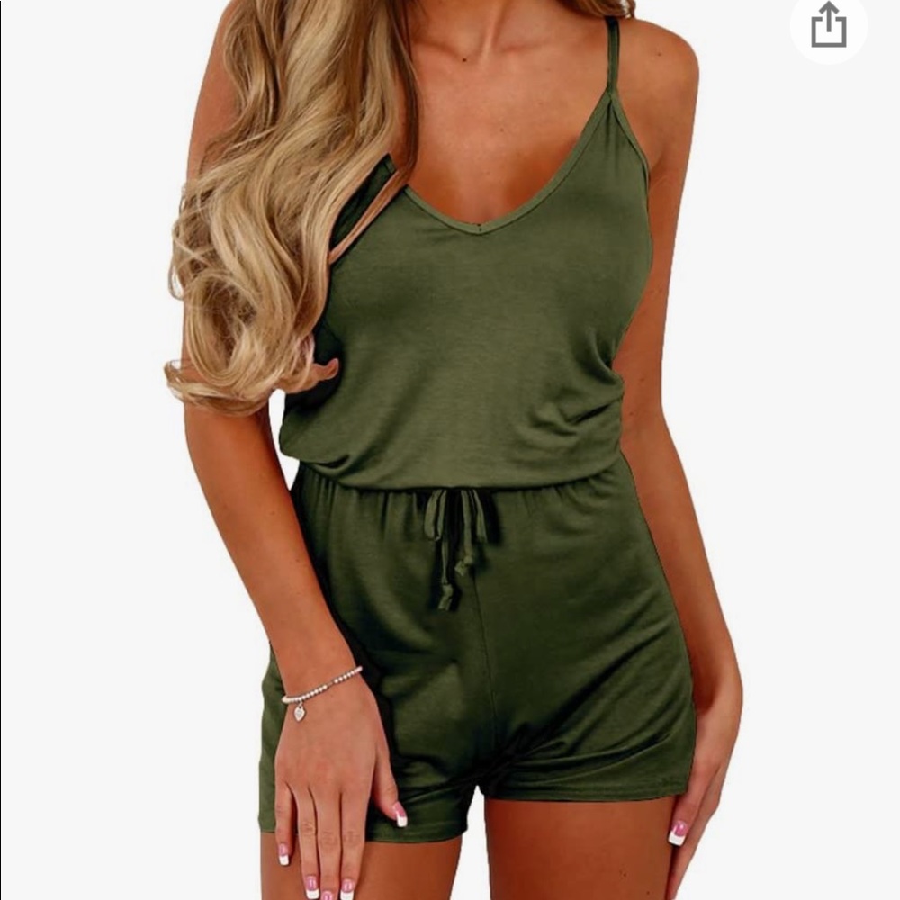 Adjustable Waist Drawstring Short Romper